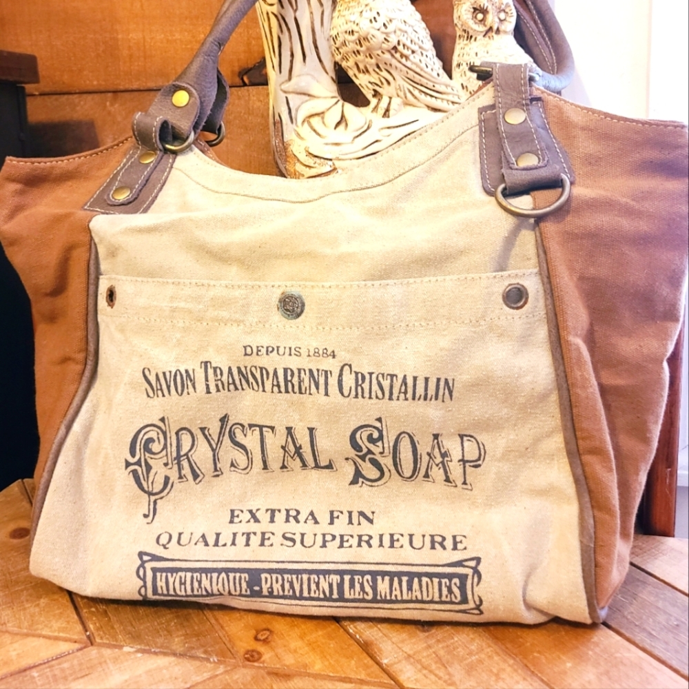 UpCycled Canvas and Leather Myra Bag